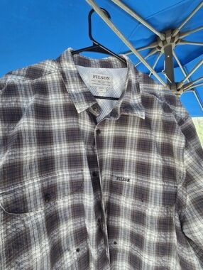 Filson Brown and Cream Plaid Button-Down Shirt